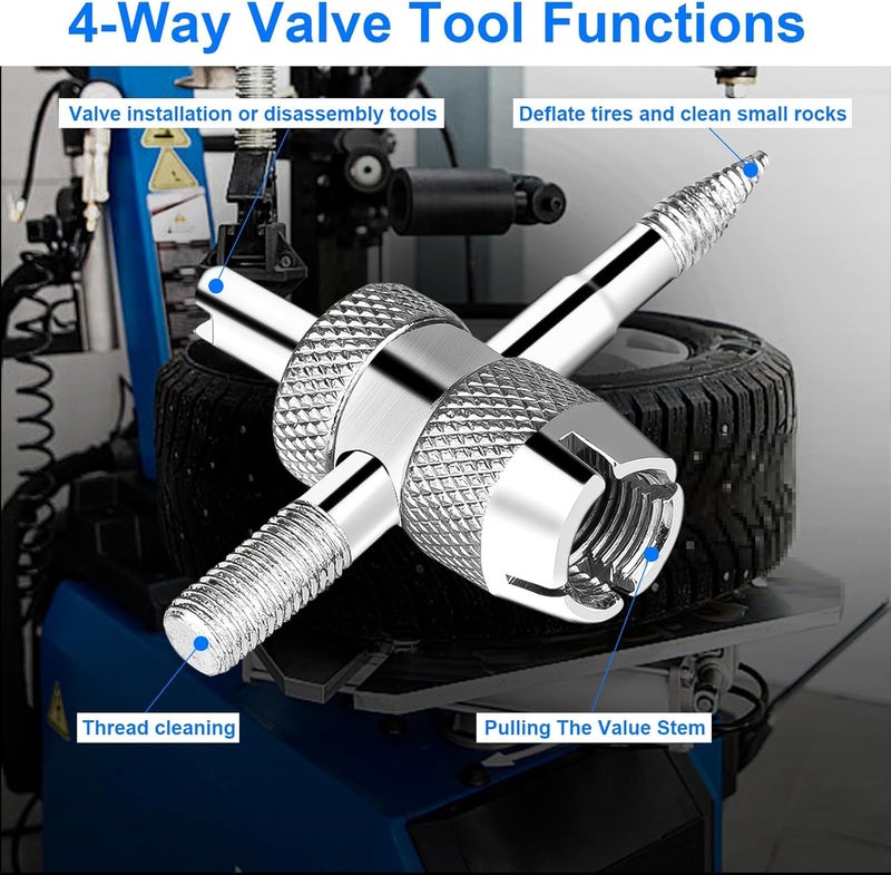 ptiysta 44pcs Stem Removal Tool, Spool Removal and Installation Tool, Four-Way Valve Tool, Spool, Stem Cover. Suitable for All Types of Tires - Image 4